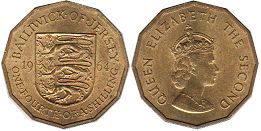 монета Джерси 1/4 шиллинга 1964