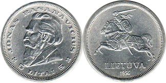 монета Литва 5 лит 1936