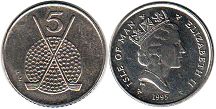 монета Мэн 5 пенсов 1995