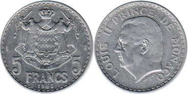 монета Монако 5 франков 1945