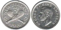 монета Новая Зеландия 3 пенса 1946