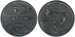 монета Норвегия 50 эре 1941