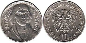 монета Польша 10 злотых 1959