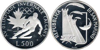 монета Сан-Марино 500 лир 1988