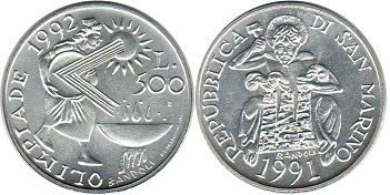 монета Сан-Марино 500 лир 1991