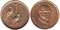 монета ЮАР 1 цент 1982