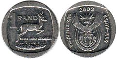 монета ЮАР 1 рэнд 2003 (2003, 2015)