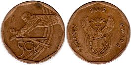монета ЮАР 50 центов 2002 Крикет