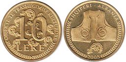монета Албания 10 лек 2005