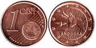 монета Андорра 1 евро цент 2017