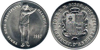 coin Andorra 2 diners 1987 Olympics