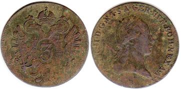 монета Австрия 3 крейцера 1800