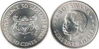 монета Ботсвана 50 центов 1966