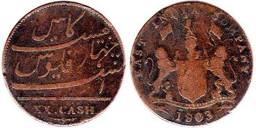 монета Мадрасское Президентство 20 кэш 1803