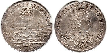 монета Брауншвейг-Люнебург-Каленберг 1/3 талера 1676