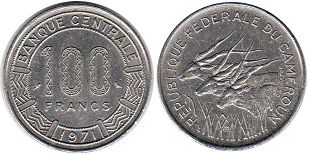 монета Камерун 100 франков 1971