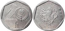 монета Чехия 20 геллеров 1993