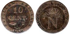 монета Франция 10 сантимов 1809