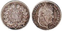 монета Франция 50 сантимов 1846