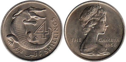 монета Гамбия 4 шиллинга 1966