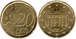 монета Германия 20 евро центов 2010