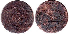 монета Горица 2 сольди 1799