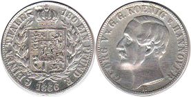 монета Ганновер 1/6 талера 1866