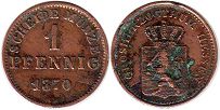 монета Гессен-Дармштадт 1 пфенниг 1870