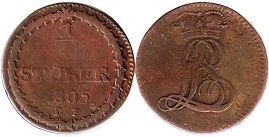 монета Гессен-Дармштадт 1/4 стюбера 1805