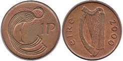 монета Ирландия 1 пенни 2000