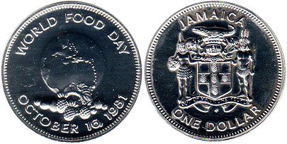 монета Ямайка 1 доллар 1981