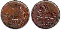монета Литва 1 цент 1936