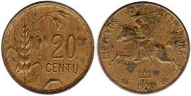 монета Литва 20 центов 1925