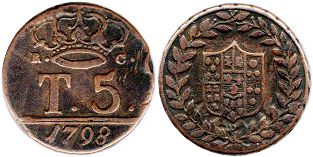 монета Неаполь 5 торнези 1789