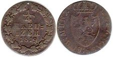 монета Нассау 1/4 крейцера 1819