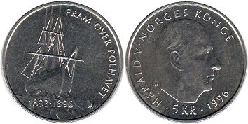 монета Норвегия 5 крон 1996