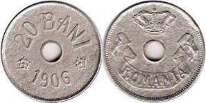 монета Румыния 20 бани 1906