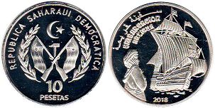 монета Западная Сахара 10 песет 2018
