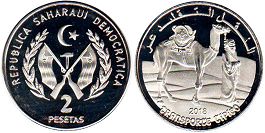 монета Западная Сахара 2 песеты 2018