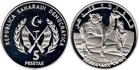 монета Западная Сахара 5 песет 2018