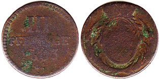 монета Саксония 3 пфеннига 1803
