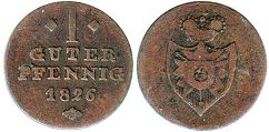 монета Шаумбург-Липпе 1 пфенниг 1826