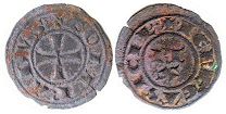 монета Сицилия денар без даты (1250-1254)