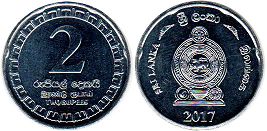 монета Цейлон 2 рупии 2017