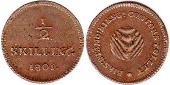 монета Швеция 1/2 скиллинга 1801