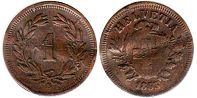 монета Швейцария 1 раппен 1853