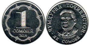 монета Таджикистан 1 сомони 2019