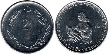 монета Турция 2,5 лиры 1978