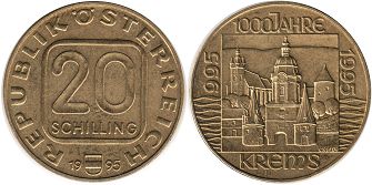 монета Австрия 20 шиллингов 1995