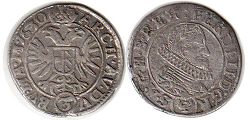 монета Австрия 3 крейцера 1630